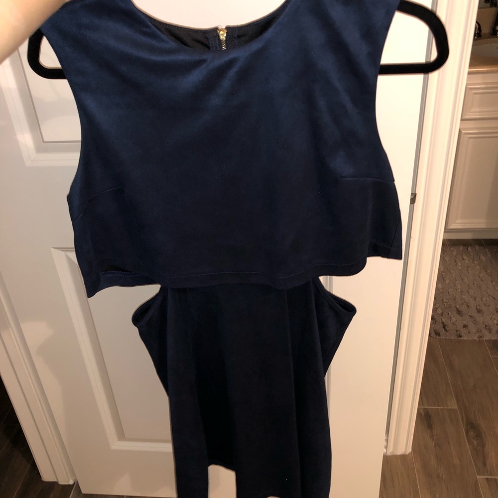 Navy suede sleeveless dress